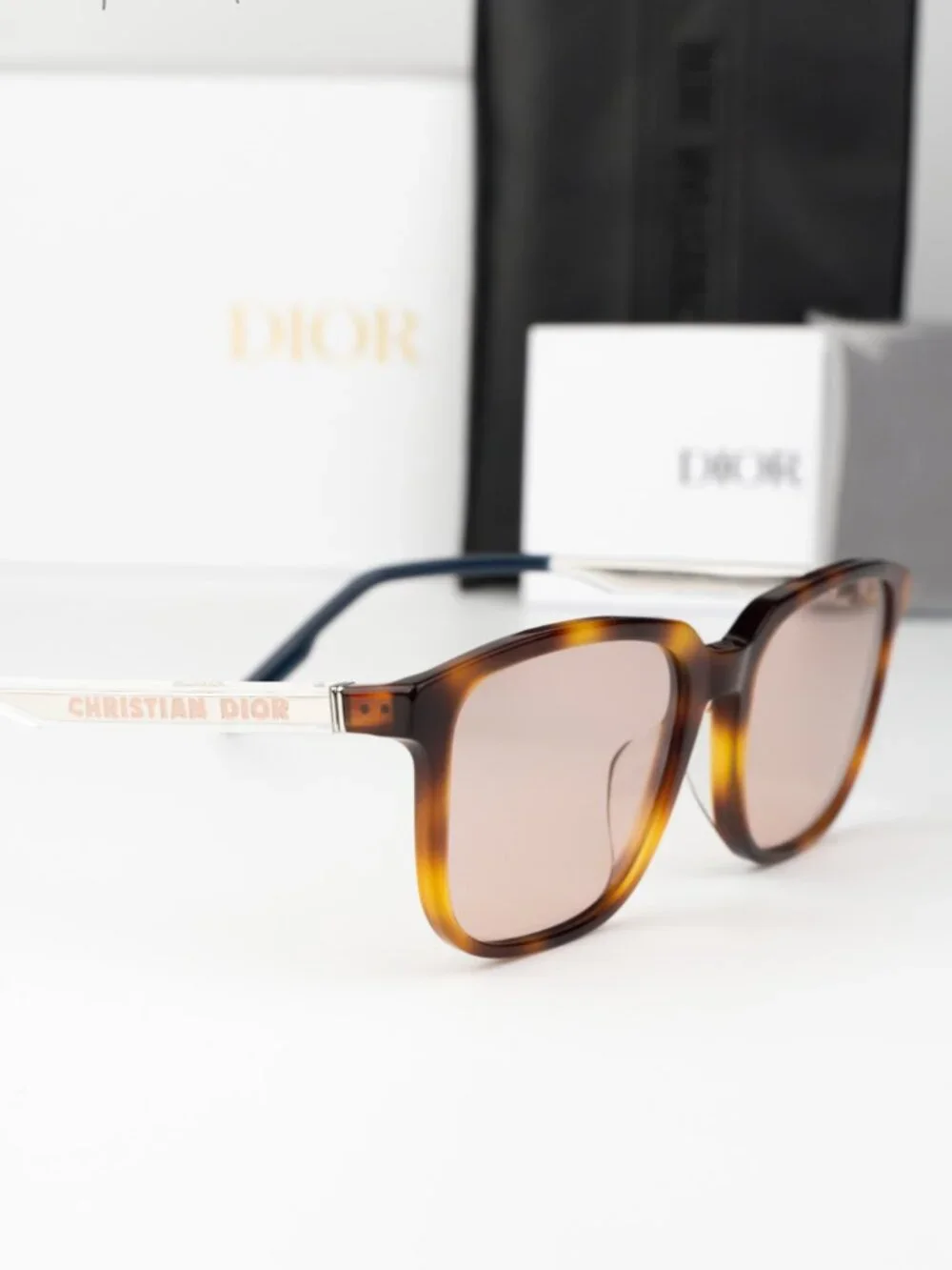 Dior Men Sunglasses Havana Pink Square DIORTAG SU 26E0 NEW AUTHENTIC